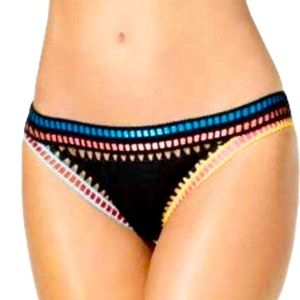 Bar III Black Be Weave It Cheeky Bikini Bottom L